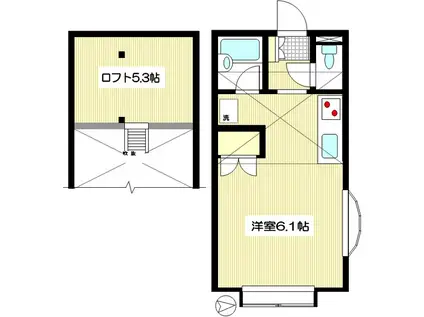 メゾングラシューズ(1K/2階)の間取り写真