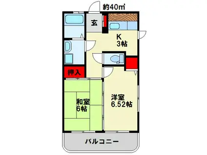 エクレール中井(2K/2階)の間取り写真