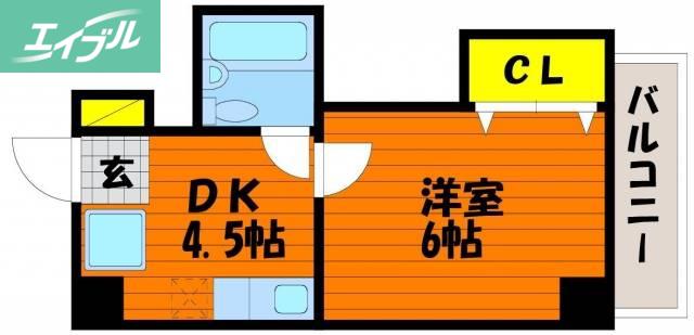 グレイス岡山(1DK/2階)の間取り写真