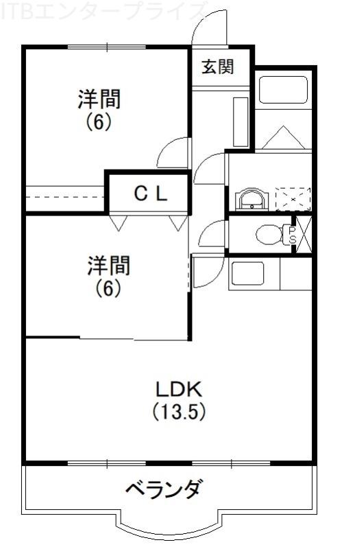 ロイヤルシティ高丘(2LDK/4階)の間取り写真