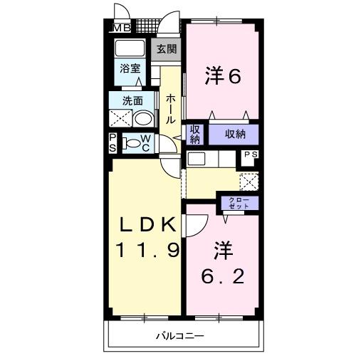 マウントリヴァ2001(2LDK/3階)の間取り写真