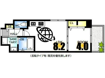 S-RESIDENCE本川町AFFORD(1LDK/6階)の間取り写真