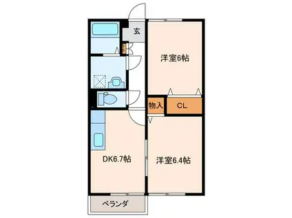 POINT241II(2DK/2階)の間取り写真