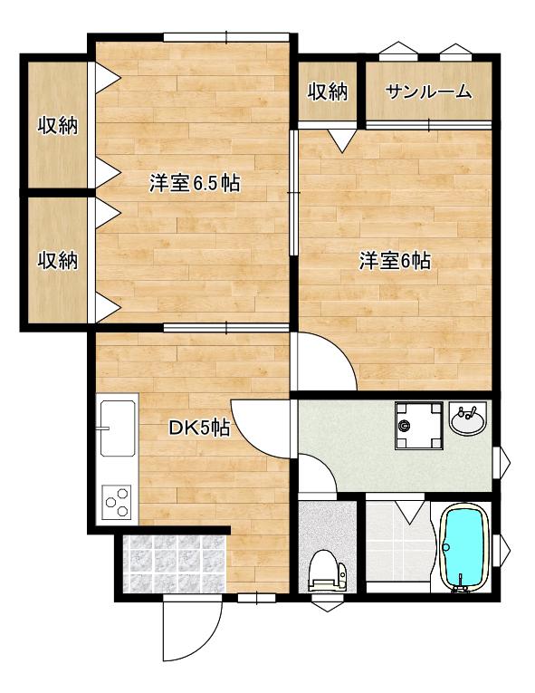 ドロティーアC(2DK/1階)の間取り写真