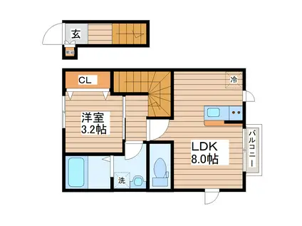デュマンII(1LDK/2階)の間取り写真