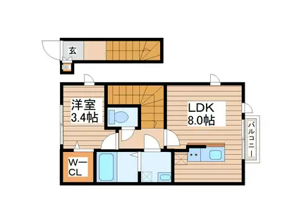 ファインヒルズII(1LDK/2階)の間取り写真