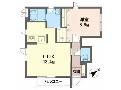 シャトル ポルテ(1LDK/1階)の間取り写真