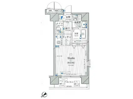 ダイナシティ田端(ワンルーム/6階)の間取り写真
