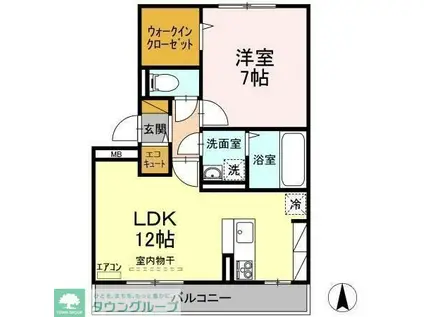 クレールI(1LDK/2階)の間取り写真