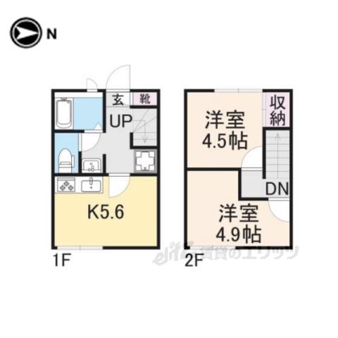 レオパレス枚岡ヒルズ(2DK/1階)の間取り写真