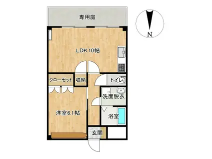 グランバレー天神(1LDK/1階)の間取り写真