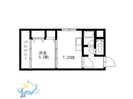 ルーブル16(1DK/6階)の間取り写真