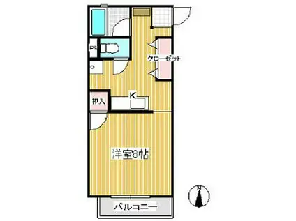 ピュアハイツ田園(1K/2階)の間取り写真