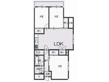 シャルマンコーポ御影2号棟(3LDK/4階)の間取り写真