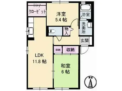 パークサイドヒルズ(2LDK/1階)の間取り写真