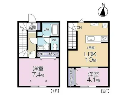 GRAND REVE B棟(2LDK/1階)の間取り写真