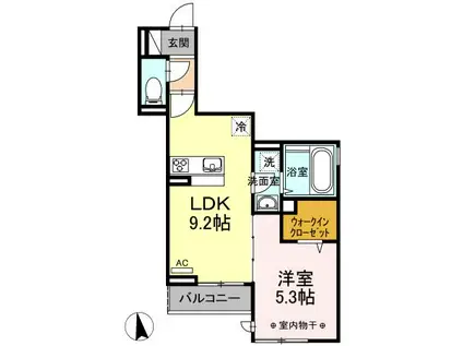 フォトアファール(1LDK/2階)の間取り写真