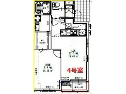 ピースコート登戸VI(1LDK/2階)の間取り写真