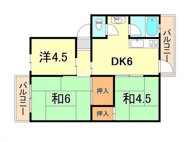 厚生年金A棟(3DK/3階)の間取り写真