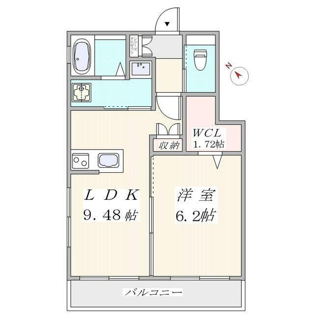 ラ・フルール(1LDK/2階)の間取り写真