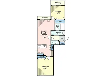 トライアド大崎大崎4丁目メゾン(2LDK/1階)の間取り写真