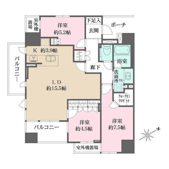 グランスイート南砂(3LDK/13階)の間取り写真