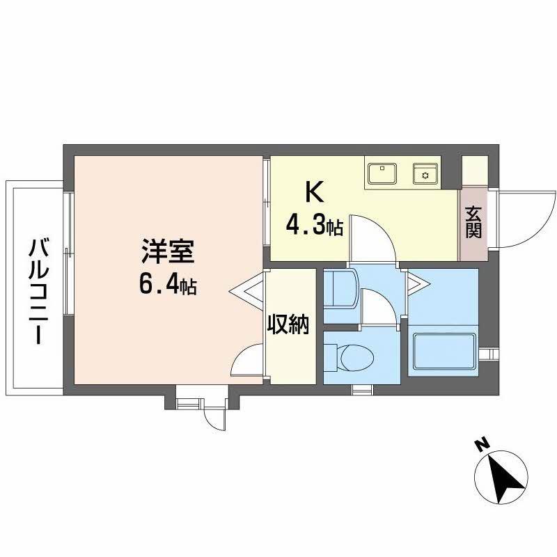 ディアス新野辺(1K/1階)の間取り写真