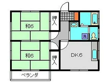 第6佐藤ハイツ(2DK/2階)の間取り写真