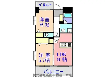 プリンセスティアラ(2LDK/5階)の間取り写真