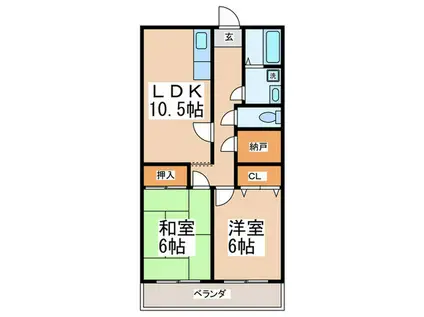 グリーンコート川西(2LDK/2階)の間取り写真