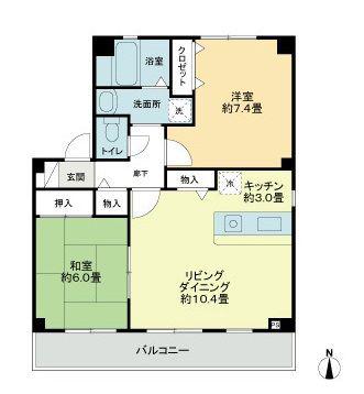 フォブール善導寺(2LDK/1階)の間取り写真
