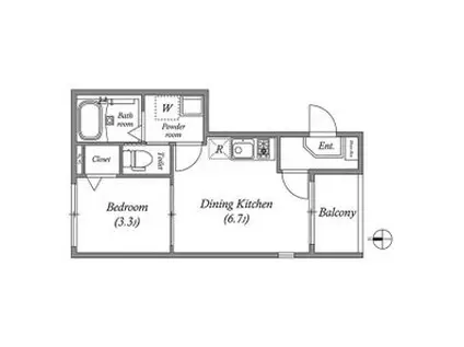 ハーモニーテラス小路東VI(1DK/1階)の間取り写真