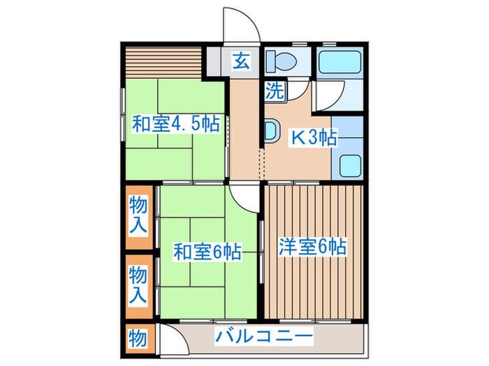 庄司アパート(3K/2階)の間取り写真