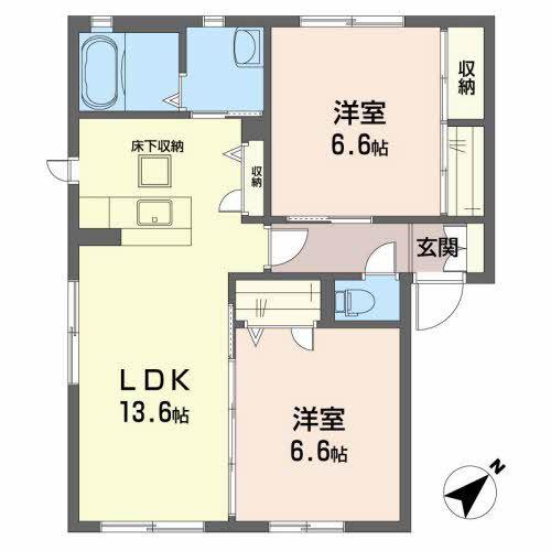 グランマスト春日 A棟(2LDK/1階)の間取り写真