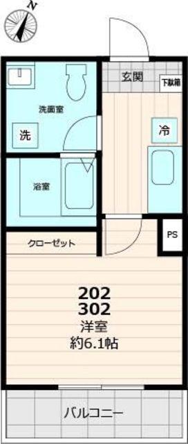 AXIS HANNO(1K/2階)の間取り写真
