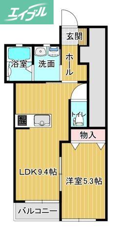シェルメール庭瀬(1LDK/1階)の間取り写真