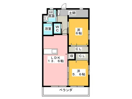 カフェ プレッシオン(2LDK/1階)の間取り写真