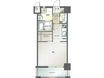 エンクレスト博多III(1K/4階)の間取り写真