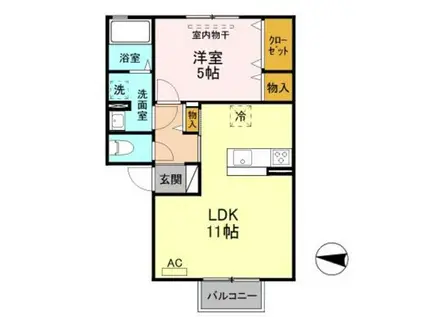 SWEET CHOCOLAT(1LDK/2階)の間取り写真