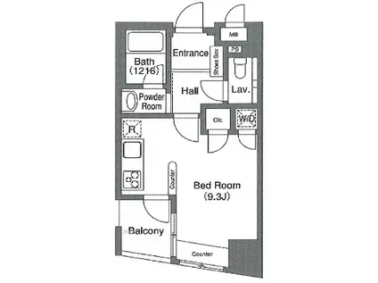 プライムアーバン中目黒II旧Jフラッツ中目黒(ワンルーム/10階)の間取り写真