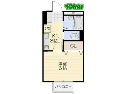 エスポワールY・K A棟(1K/1階)の間取り写真