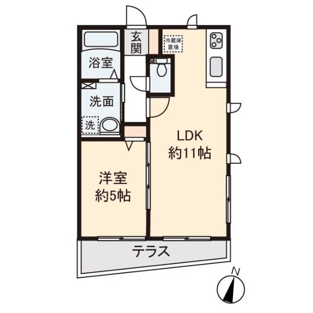 CASA MARRONE(1LDK/1階)の間取り写真