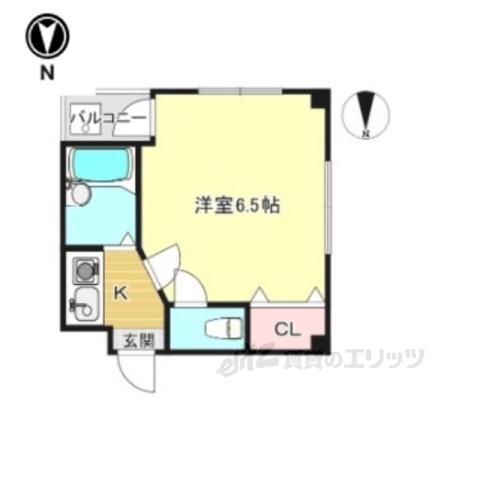 平行マンション(1K/1階)の間取り写真