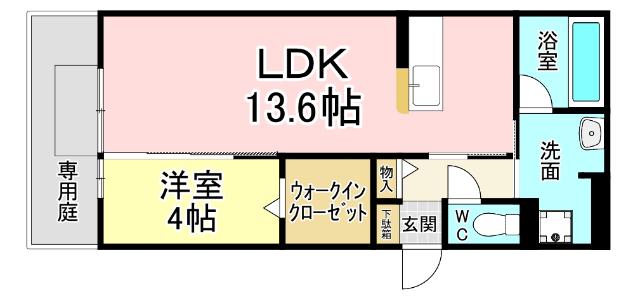 HABITAT YOSHINO(1LDK/1階)の間取り写真