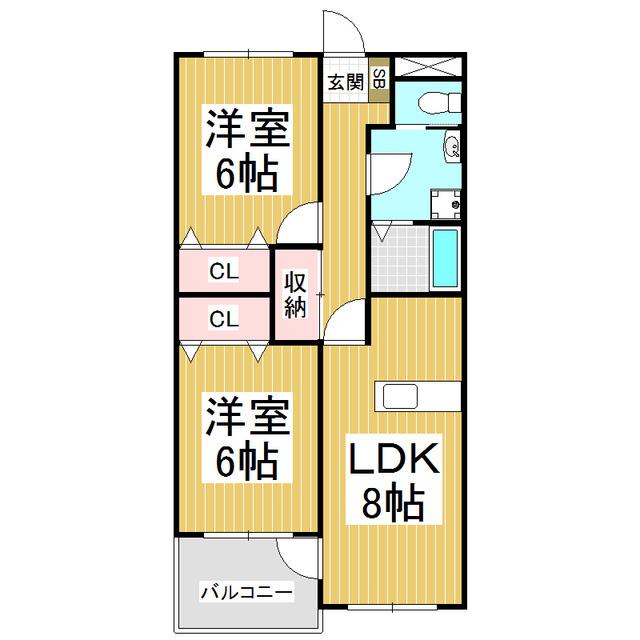 MK48(2LDK/2階)の間取り写真