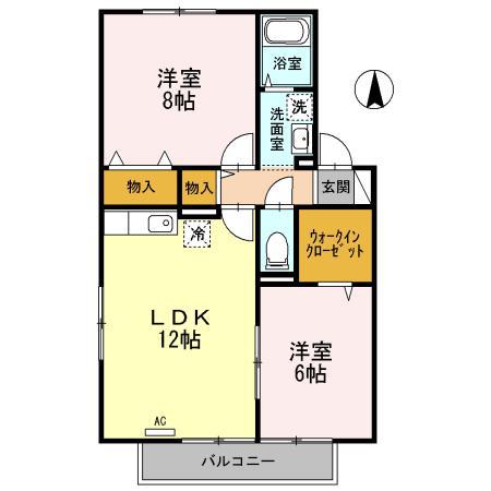 グランシャリオ堀川 C(2LDK/2階)の間取り写真