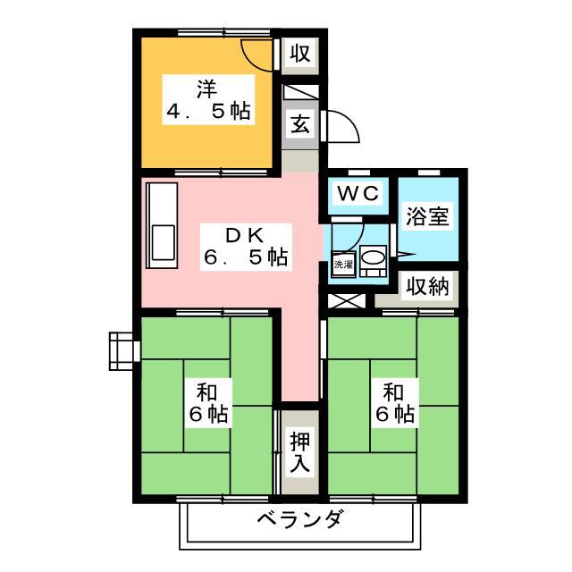レジデンス高橋C(3DK/2階)の間取り写真