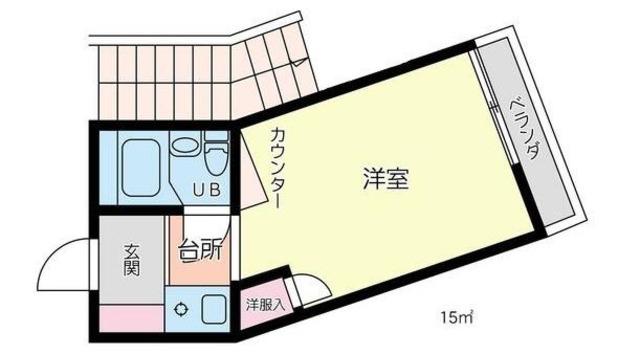 グリーンハウス I(ワンルーム/1階)の間取り写真