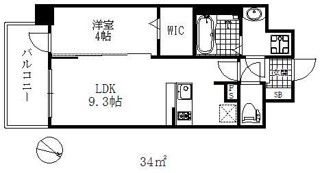 エスライズ神戸三宮山手通1番館(1LDK/5階)の間取り写真