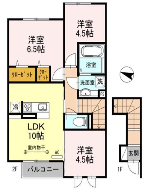 ブルームーン B(3LDK/2階)の間取り写真